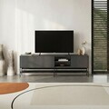 Comoda TV, Hanah Home, Amira, 180x55x35 cm, PAL, Antracit / Negru lemn / Negru