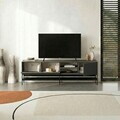 Comoda TV, Hanah Home, Amira, 180x55x35 cm, PAL, Antracit / Negru lemn / Negru