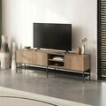 Comoda TV, Hanah Home, Amira, 180x55x35 cm, PAL, Stejar Sepet / Lemn Negru / Negru