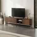 Comoda TV, Hanah Home, Amira, 180x55x35 cm, PAL, Nuc Milano / Negru lemn / Negru