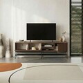 Comoda TV, Hanah Home, Amira, 180x55x35 cm, PAL, Nuc Milano / Negru lemn / Negru