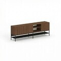 Comoda TV, Hanah Home, Amira, 180x55x35 cm, PAL, Nuc Milano / Negru lemn / Negru