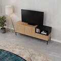Comoda TV, Hanah Home, Cailin 140, 140x55x41.8 cm, PAL, Stejar Sepet / Lemn Negru / Negru