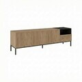 Comoda TV, Hanah Home, Cailin 180, 180x55x41.8 cm, PAL, Stejar Sepet / Negru lemn / Gresie