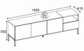 Comoda TV, Hanah Home, Cailin 180, 180x55x41.8 cm, PAL, Stejar Sepet / Negru lemn / Gresie