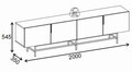 Comoda TV, Hanah Home, Eldia, 200x55x35 cm, PAL, Stejar Sepet / Negru