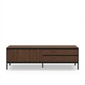 Comoda TV, Hanah Home, Lorenza, 180x55x40 cm, PAL, Nuc Milano / Negru lemn / Negru