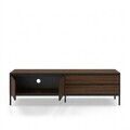 Comoda TV, Hanah Home, Lorenza, 180x55x40 cm, PAL, Nuc Milano / Negru lemn / Negru