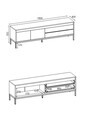 Comoda TV, Hanah Home, Lorenza, 180x55x40 cm, PAL, Nuc Milano / Negru lemn / Negru