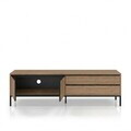 Comoda TV, Hanah Home, Lorenza, 180x55x40 cm, PAL, Stejar Sepet / Lemn Negru / Negru