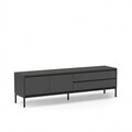 Comoda TV, Hanah Home, Lorenza, 180x55x40 cm, PAL, Antracit / Negru lemn / Negru