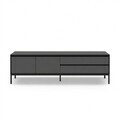 Comoda TV, Hanah Home, Lorenza, 180x55x40 cm, PAL, Antracit / Negru lemn / Negru