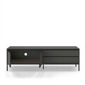 Comoda TV, Hanah Home, Lorenza, 180x55x40 cm, PAL, Antracit / Negru lemn / Negru