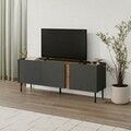 Comoda TV, Hanah Home, Lucile, 140x53.9x35.5 cm, PAL, Antracit / Stejar Septentrional / Negru