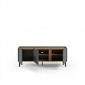 Comoda TV, Hanah Home, Lucile, 140x53.9x35.5 cm, PAL, Antracit / Stejar Septentrional / Negru
