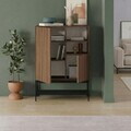 Consola, Hanah Home, Amira, 90x125x40 cm, PAL, Nuc Milano / Negru lemn / Negru