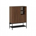 Consola, Hanah Home, Amira, 90x125x40 cm, PAL, Nuc Milano / Negru lemn / Negru