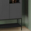 Bufet, Hanah Home, Amira, 90x125x40 cm, PAL, Antracit / Negru lemn / Negru