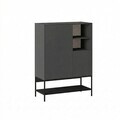 Bufet, Hanah Home, Amira, 90x125x40 cm, PAL, Antracit / Negru lemn / Negru