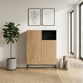 Bufet, Hanah Home, Cailin, 90x120x41.8 cm, PAL, Stejar Sepet / Negru lemn / Gresie
