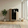 Bufet, Hanah Home, Cailin, 90x120x41.8 cm, PAL, Stejar Sepet / Negru lemn / Gresie