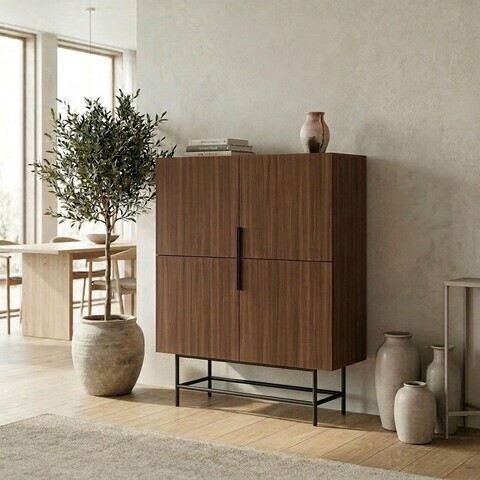 Bufet, Hanah Home, Eldia, 100x128x40 cm, PAL, Nuc Milano / Negru