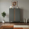 Bufet, Hanah Home, Lucile, 90x120.4x40.5 cm, PAL, Antracit / Stejar Septentrional / Negru
