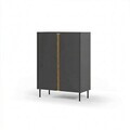 Bufet, Hanah Home, Lucile, 90x120.4x40.5 cm, PAL, Antracit / Stejar Septentrional / Negru