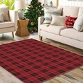 Covor, Woopamuk439, 80x120 cm, Bumbac/Poliester, Negru/Rosu