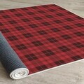 Covor, Woopamuk439, 80x120 cm, Bumbac/Poliester, Negru/Rosu