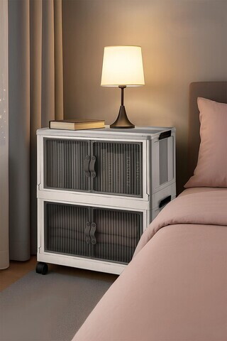 Dulap multifunctional, Hanah Home, Lavine 67, 32x67x56 cm, PLASTIC, Alb