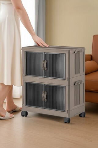 Dulap multifunctional, Hanah Home, Lavine 67, 32x67x56 cm, PLASTIC, Albastru deschis
