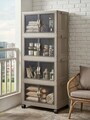 Dulap multifunctional, Hanah Home, Lavine 127, 56x127x56 cm, PLASTIC, Albastru deschis