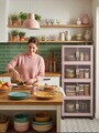 Dulap multifunctional, Hanah Home, Lavine 127, 56x127x56 cm, PLASTIC, Roz pudra