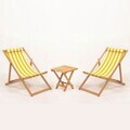 Set masa si scaune de gradina (3 Pieces), Hanah Home, Myn03, LEMN DE CARPEN, Galben/Alb
