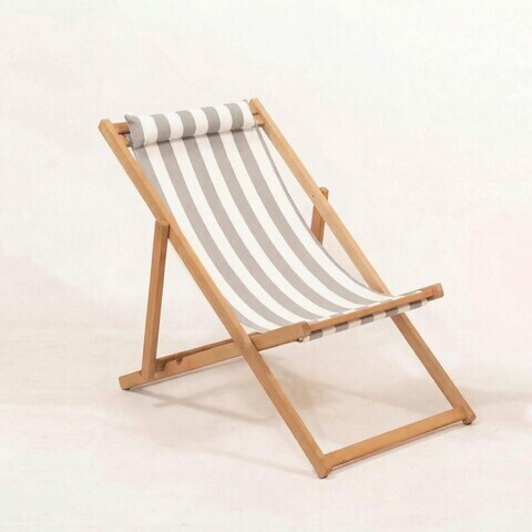 Sezlong de gradina, Hanah Home, Myn04, 59x90x44 cm, Lemn de carpen, Gri/Alb