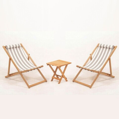 Set masa si scaune de gradina (3 Pieces), Hanah Home, Myn03, LEMN DE CARPEN, Gri/Alb