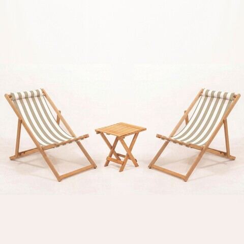Set masa si scaune de gradina (3 Pieces), Hanah Home, Myn03, LEMN DE CARPEN, Maro/Alb