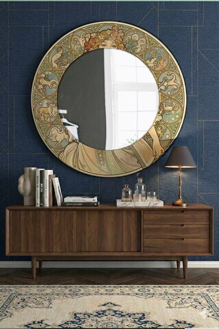 Oglinda decorativa, Artmdfmrr7, Sticla, Cadru: 100% MDF, Multicolor