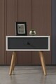Noptiera, Hanah Home, Vita 5102, 55x49x55 cm, PAL, Alb / Antracit