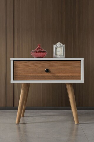Noptiera, Hanah Home, Vita 5104, 55x49x55 cm, PAL, Alb/Maro