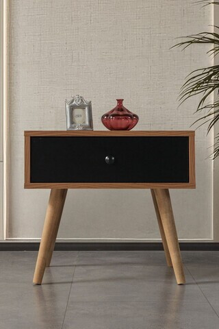Noptiera, Hanah Home, Vita 5106, 55x49x55 cm, PAL, Nuc / Negru