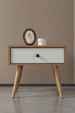 Noptiera, Hanah Home, Vita 5107, 55x49x55 cm, PAL, Nuc/Alb