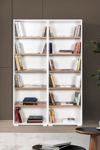 Corp biblioteca, Hanah Home, Evm 8221, 120x187x30 cm, PAL, Alb/Maro