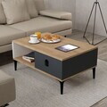 Masuta de cafea, Hanah Home, Sare 2001, 90x41.5x60 cm, PAL, Stejar Safir / Alb / Antracit