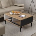 Masuta de cafea, Hanah Home, Sare 2001, 90x41.5x60 cm, PAL, Stejar Safir / Alb / Antracit