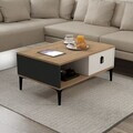 Masuta de cafea, Hanah Home, Sare 2001, 90x41.5x60 cm, PAL, Stejar Safir / Alb / Antracit