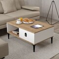 Masuta de cafea, Hanah Home, Sare 2002, 90x41.5x60 cm, PAL, Stejar Safir / Alb