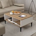 Masuta de cafea, Hanah Home, Sare 2002, 90x41.5x60 cm, PAL, Stejar Safir / Alb