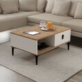 Masuta de cafea, Hanah Home, Sare 2002, 90x41.5x60 cm, PAL, Stejar Safir / Alb